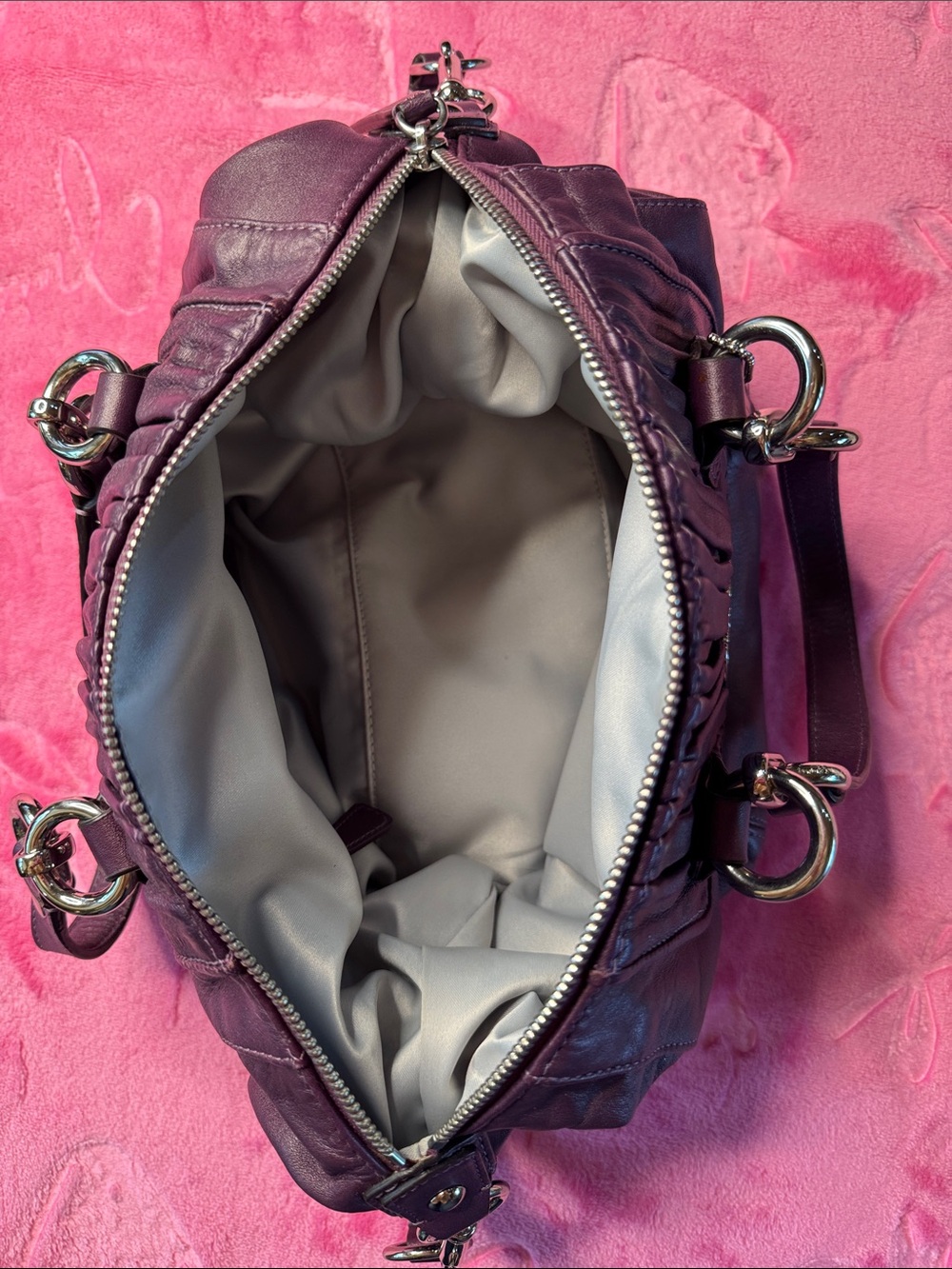 Coach Madison Deep Purple Leather Convertible Strap Satchel — F19452 - Picture 10 of 10